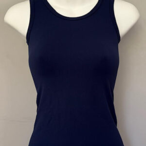 Ribbed Singlet with High Round Neck