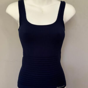 Ribbed Tank Top with Thin Straps and Line Pattern