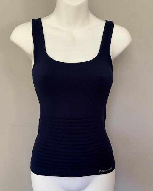Ribbed Tank Top with Thin Straps and Line Pattern